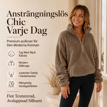 Varm och mysig sweatshirt med halv dragkedja för kvinnor