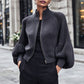 ✨ Ny look 💫 Stickad damtröja med lanternärmar och dragkedja – bekväm, elegant och trendig