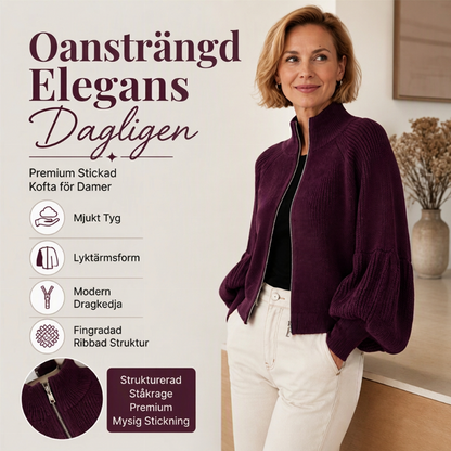 ✨ Ny look 💫 Stickad damtröja med lanternärmar och dragkedja – bekväm, elegant och trendig