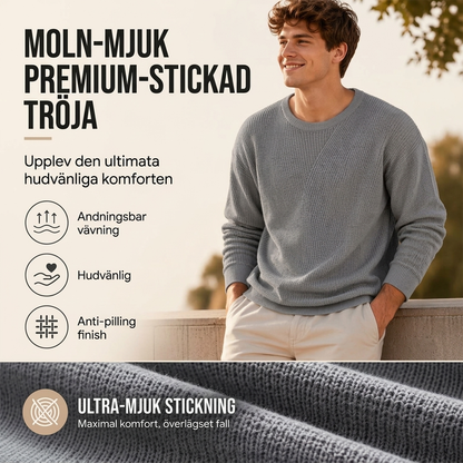 Lösa rundhalsade stickade toppar för herrar