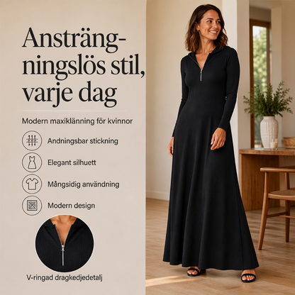 📢📢50 % rabatt!!!🎉✨Ribbad maxiklänning med huva för damer
