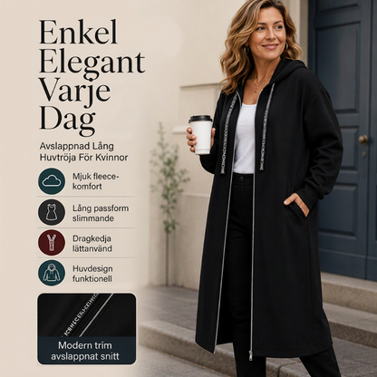 ✈️Fri frakt🧥Lång fritidsjacka med dragkedja och huva för dam