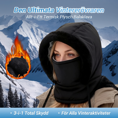 Tjock fodrad termisk mössa med plyschfoder och ansiktsmask