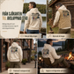 Herr retro fiske-grafisk luvtröja, avslappnad passform, mjuk fleece-sweatshirt i blandad bomull med kängficka