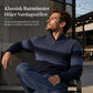 Vintertröja för män med huva, fleecefoder, rutigt stickad cardigan, tjock långärmad kappa
