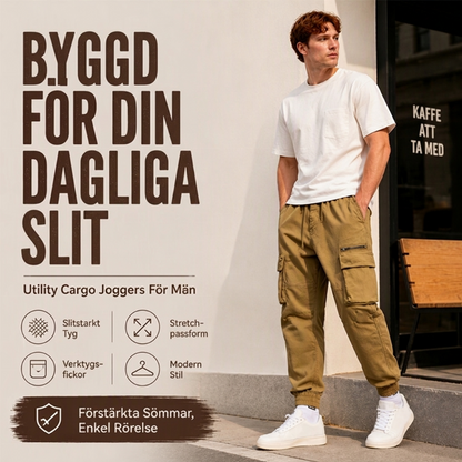 Flerfickiga joggingbyxor i cargostil för män