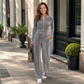 Chic sammetsjumpsuit med stående krage för kvinnor