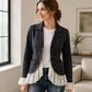 Damjacka i denim med notched lapel och spetskant