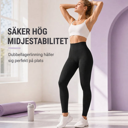 Högmidjade sömlösa ribbade yogabyxor – träningsleggings för gym och träning